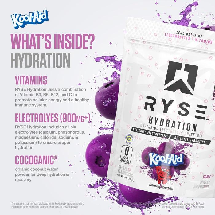 RYSE Hydration Electrolyte Powder Packets – 16 Servings