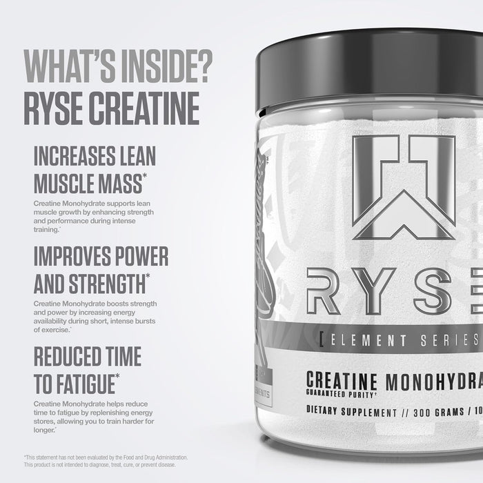 RYSE Creatine Monohydrate – 300g Micronized Creatine Powder