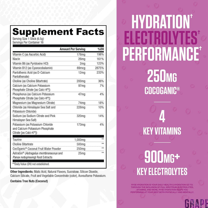 RYSE Hydration Electrolyte Powder Packets – 16 Servings
