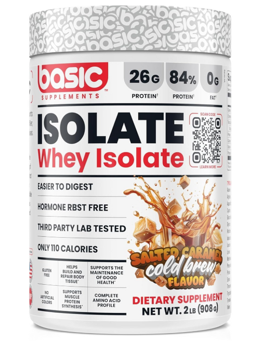 Basic Supplements Basic Isolate Salted Caramel Cold Brew Whey Protein 2lb – TigerFitness.com