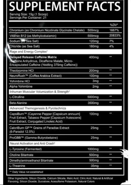 AfterDark Inhuman Pyro | Thermogenic Fat Burner for Energy & Focus