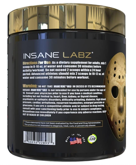 Insane Labz Insane Veinz Gold | Stimulant-Free Pre-Workout Pumps & Endurance