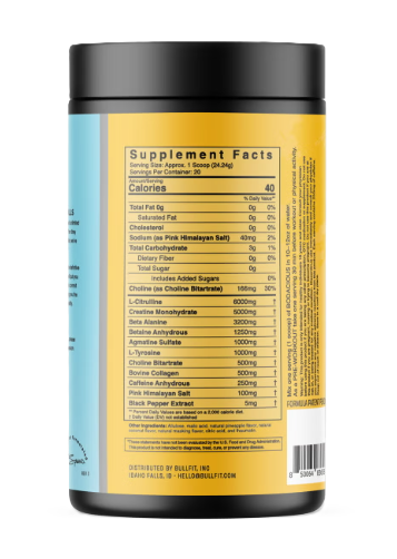 BullFit Bodacious Pre-Workout Piña Colada Supplement Facts Label Ingredients & Nutrition | TigerFitness
