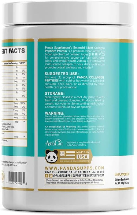 Panda Supps™ Multi Collagen Peptides | Skin, Hair, Joint & Gut Health