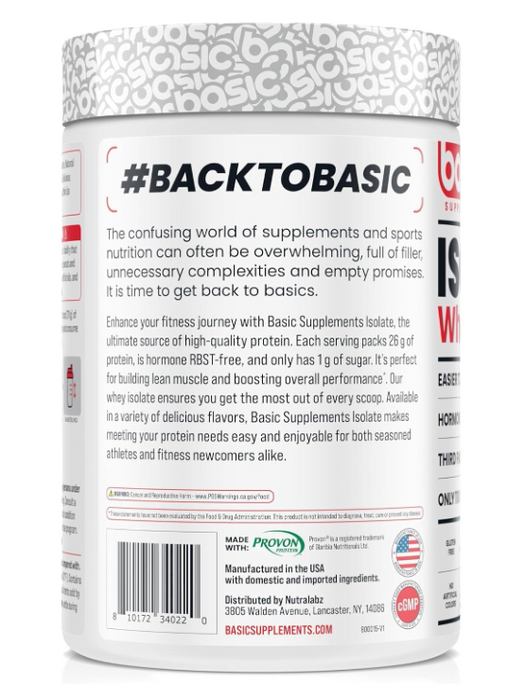 Basic Supplements Basic Isolate | Pure Whey Protein Isolate