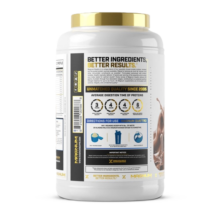 Magnum Quattro 4-Stage Protein Isolate Blend Side Label – TigerFitness.com