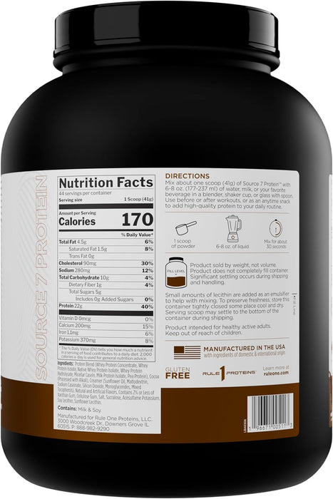 Rule 1 Source 7 Protein powder scoop for sustained protein support 5lb Milk Chocolate