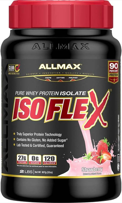 Allmax Isoflex 100% Whey Protein Isolate Strawberry 2lb – Lean Muscle & Recovery Support Tigerfitness.com