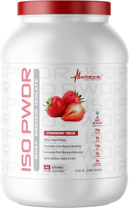 Metabolic Nutrition ISO PWDR Strawberry Cream – 100% Whey Isolate Protein Powder – TigerFitness