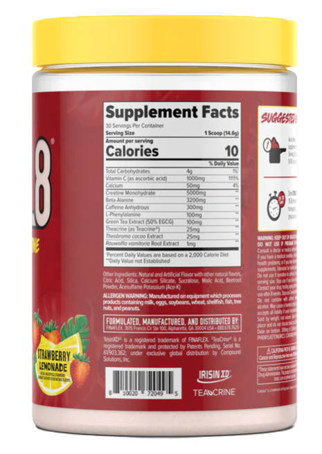 Finaflex Stimul8 + Creatine Pre-Workout Supplement Facts Strawberry Lemonade | TigerFitness.com