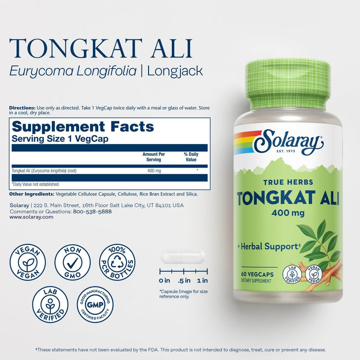 Solaray Tongkat Ali 400mg | Longjack Root Extract for Vitality