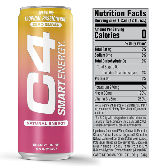 Cellucor C4 Smart Energy RTD | Nootropic Energy Drink for Focus & Performance
