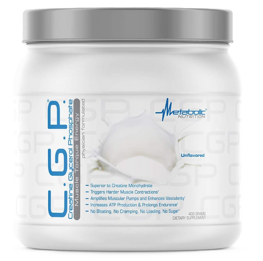 Metabolic Nutrition C.G.P. Powder Unflavored 400g – Advanced Creatine Glycerol Phosphate – TigerFitness