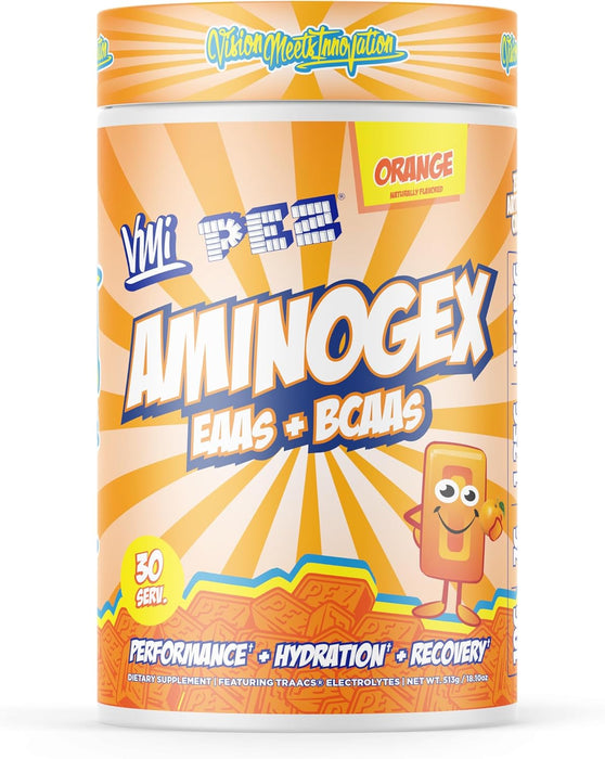 VMI Sports Aminogex Ultra amino acid hydration powder 30 Servings, Pez Orange Candy Flavor 