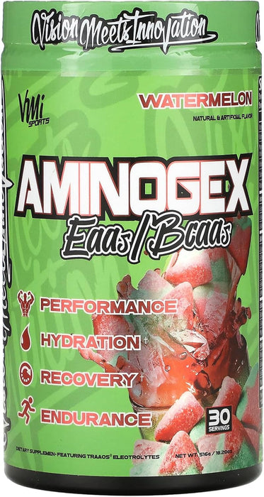VMI Sports Aminogex Ultra amino acid hydration powder front label 30 Servings Watermelon 