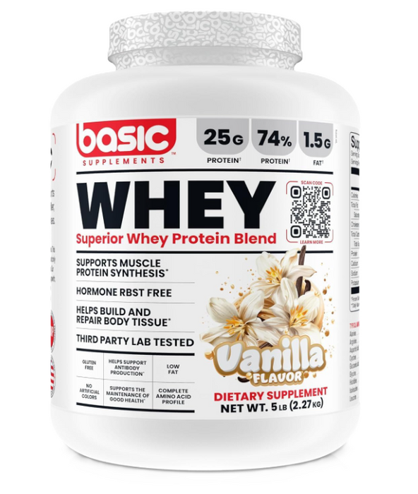 Basic Supplements Basic Whey Vanilla 5lb – TigerFitness.com