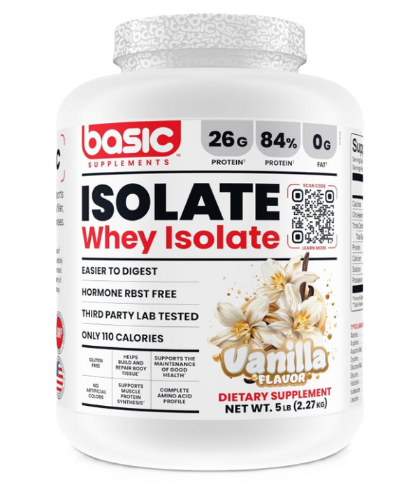 Basic Supplements Basic Isolate Vanilla Whey Protein 5lb – TigerFitness.com