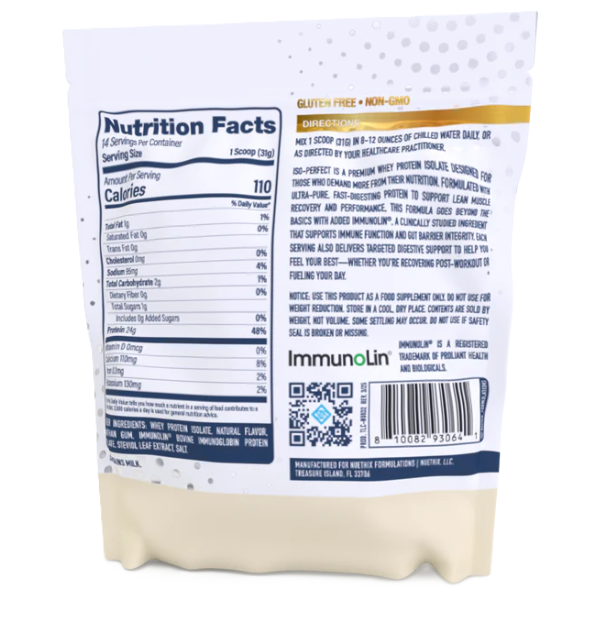 NuEthix ISO-Perfect Protein Vanilla Nutrition Facts, Tigerfitness.com