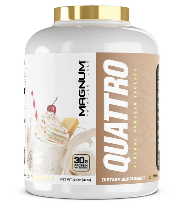 Magnum Quattro 4lb Soft Serve Vanilla Ice Cream 4-Stage Protein Isolate Blend Front  – TigerFitness.com