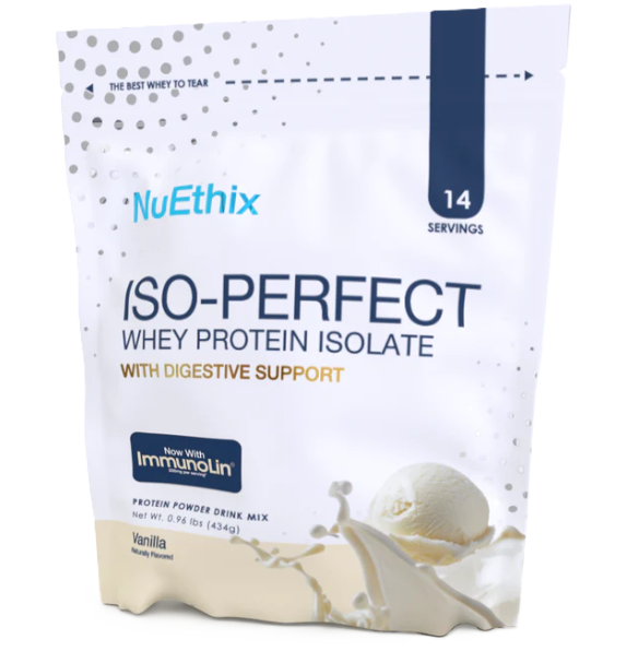NuEthix ISO-Perfect Whey Protein Isolate – Vanilla, 14 Servings with Digestive Support