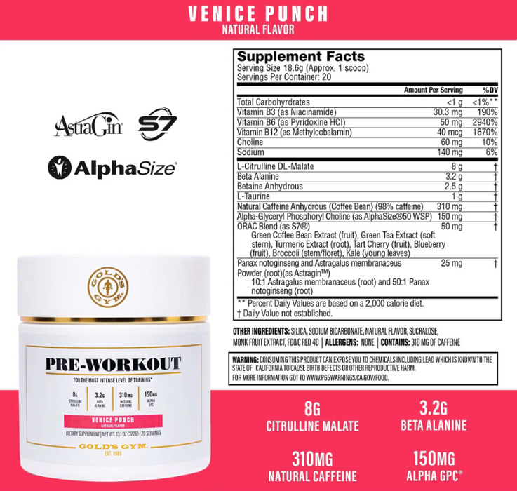 Gold’s Gym Nutrition Pre-Workout | Energy, Focus & Endurance Support