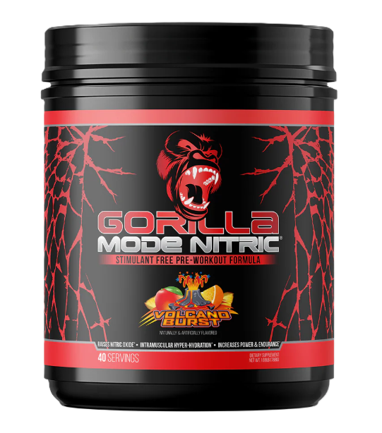 Gorilla Mind Gorilla Mode Nitric Volcano Burst Stim-Free Pre-Workout Front 40 Servings | Pump, Hydration & Endurance Formula | TigerFitness
