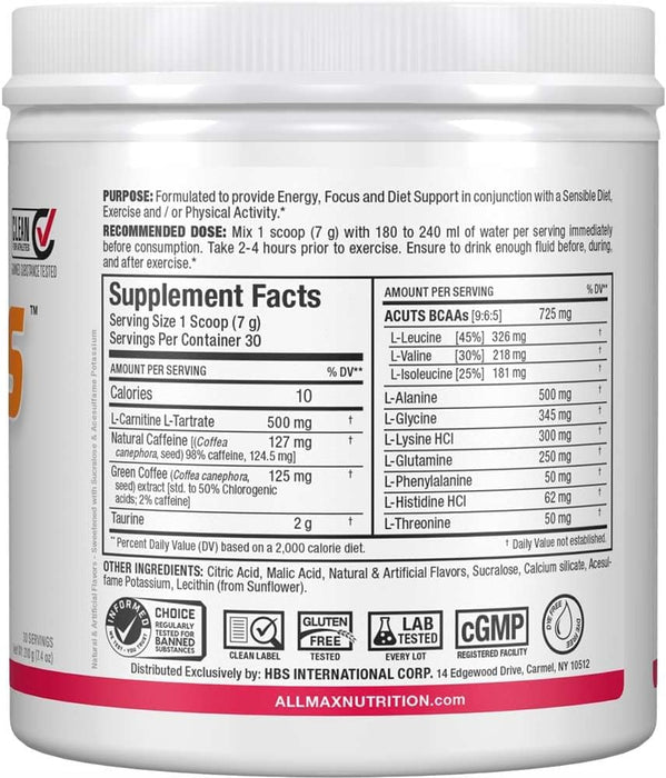 Allmax A:Cuts Supplement Facts & Ingredients Label Watermelon Tigerfitness.com