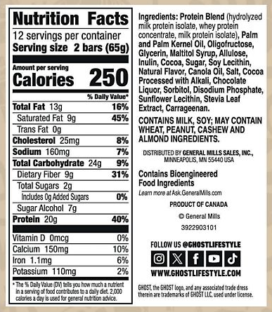 GHOST Protein Bars 12-Pack Box