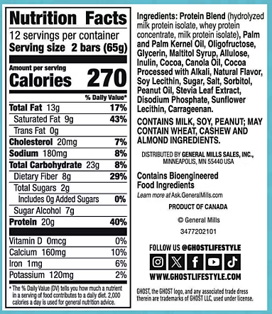 GHOST Protein Bars 12-Pack Box