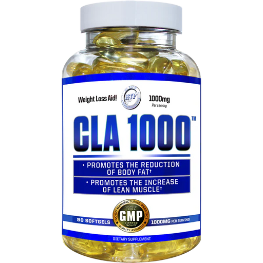 Hi-Tech Pharma CLA 1000 90 Count softgels weight management and lean muscle supplement bottle from Tiger Fitness