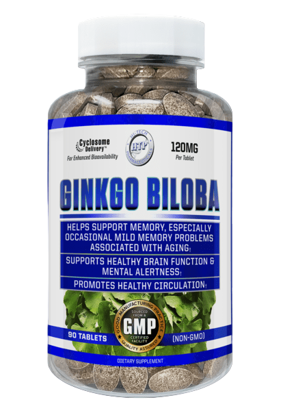 Hi-Tech Pharma Ginkgo Biloba 90 Tablets memory focus and circulation herbal supplement bottle from Tiger Fitness