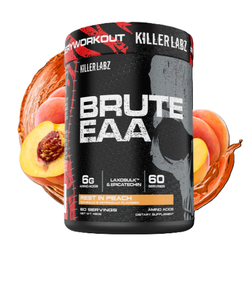 Killer Labz Brute EAA – Rest in Peace flavor – complete essential amino acid powder with EAAs, BCAAs, and electrolytes for muscle recovery and growth | TigerFitness.com